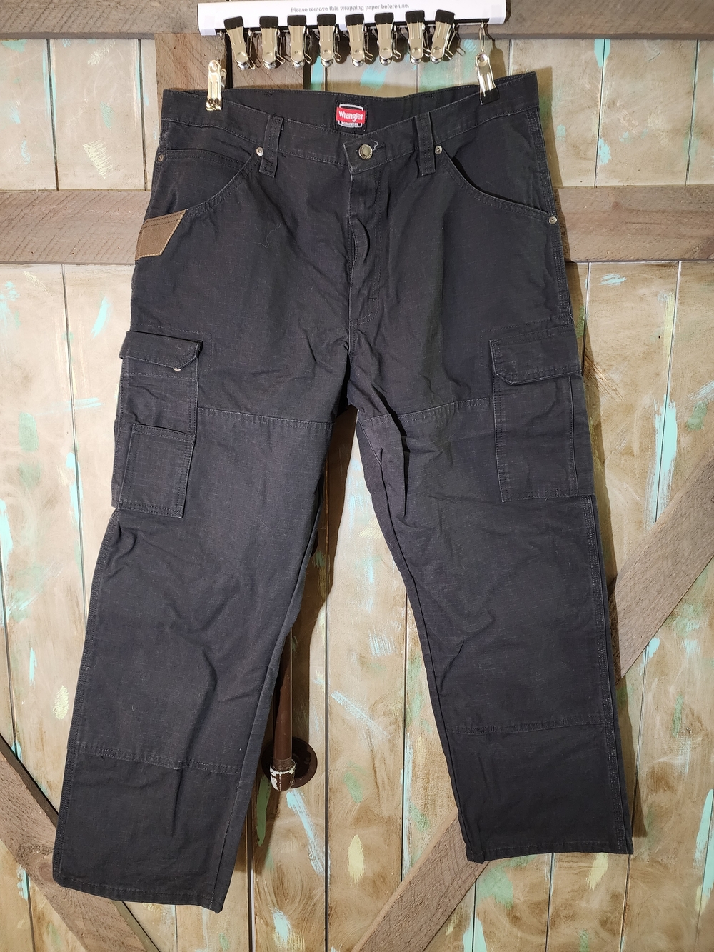 Wrangler Men's Black Cargo Pants - Utility Work Style
